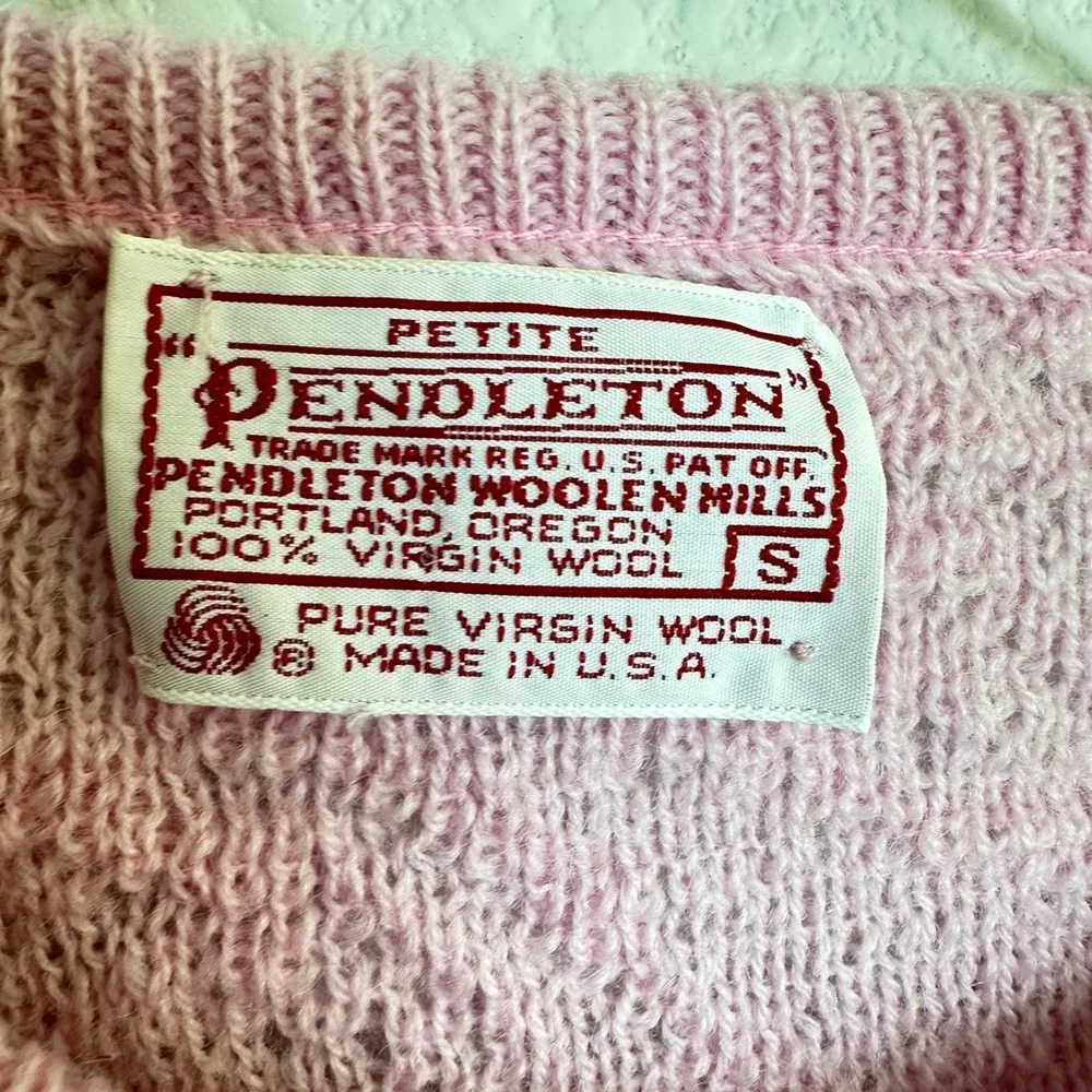 Pendleton Vintage Pink Wool Pointelle Knit Sweater Vest‎ Petite Small USA Made